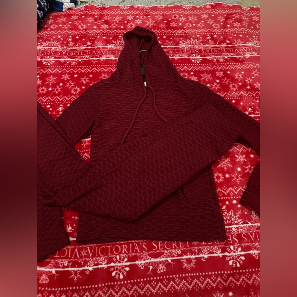 Women's Burgundy Hoodie Sweater and Leggings Set